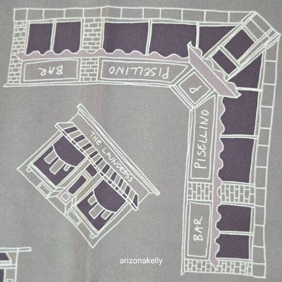 NWOT Silk Scarf Hand Rolled New York City Greenwich Village Manhattan Landmarks - Picture 9 of 13